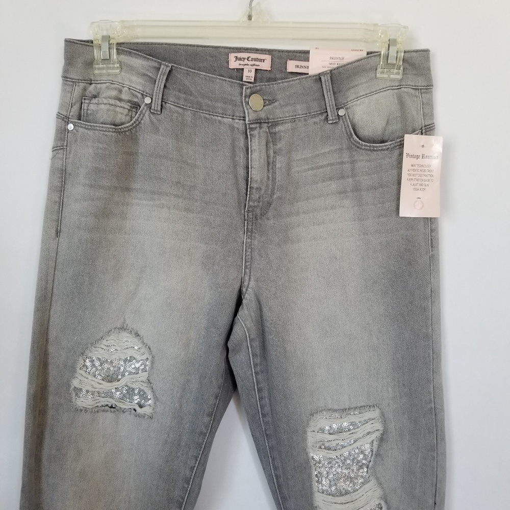 Juicy Couture Women's Sequin Ripped Skinny Jeans - Picture 4 of 8